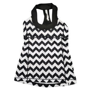 Lululemon Racerback Tank Top Womens 8 Black Chevron Active Stretch Built In Bra